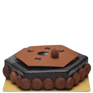Entremet hexagonal avec pépite de chocolat